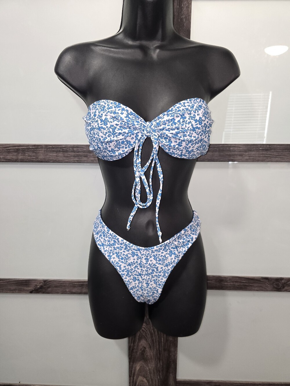 2 piece Bandeau Floral Print Bikini Swimsuit Bathing Suit Sz S